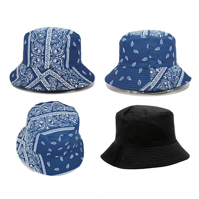 Pălărie de găleată de modă, anti-pilling, cupola plată, respirabilă, în stil etnic retro, imprimare, pălărie de pescuit, pălărie de pescar, versatilă