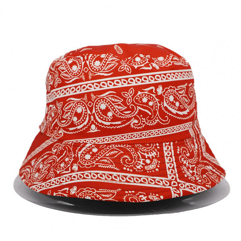 Pălărie de găleată de modă, anti-pilling, cupola plată, respirabilă, în stil etnic retro, imprimare, pălărie de pescuit, pălărie de pescar, versatilă