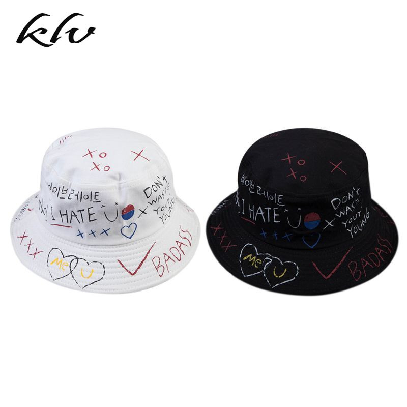 Moterys Vyrai Vasarinė Harajuku lauko kepurė korėjietiškomis raidėmis su grafičiais marginta asmenybės hiphopo žvejo kepuraitė gatvės apranga