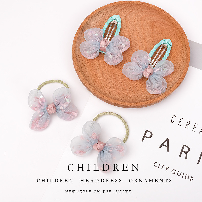 4 bucăți/set fete stil coreean cu paiete plasă fundă agrafă de păr flori pentru bebeluși agrafă BB ac de păr coafură pentru copii accesorii de păr la modă