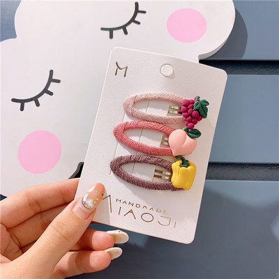 3 bucăți copii coreeni simpli drăguț fructe legume oval BB clip dulce fete prințesă moda țesătură agrafe accesorii pentru păr
