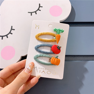 3 bucăți copii coreeni simpli drăguț fructe legume oval BB clip dulce fete prințesă moda țesătură agrafe accesorii pentru păr