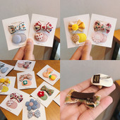 2 ks/sada detských sponiek do vlasov, detských sponiek s kvetinovou mašľou, kreslených sponiek do vlasov, dievčenských doplnkov do vlasov, pokrývok hlavy