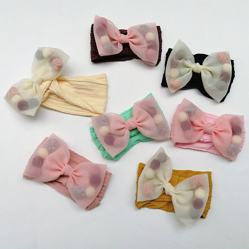 Banda pentru cap pentru fete cu fundă mare, 7 culori, se potrivește tuturor bebelușilor, cu fundă mare, cu fundă mare, cu turban pentru nou-născut.