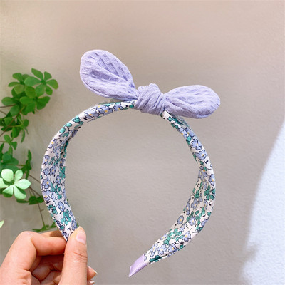 Proljeće 2023., nova modna korejska dječja cvjetna tkanina, široka traka za kosu, slatka djevojka, princeza, slatke zečje uši, dodaci za kosu