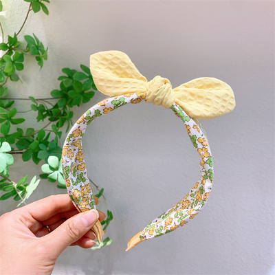 Proljeće 2023., nova modna korejska dječja cvjetna tkanina, široka traka za kosu, slatka djevojka, princeza, slatke zečje uši, dodaci za kosu