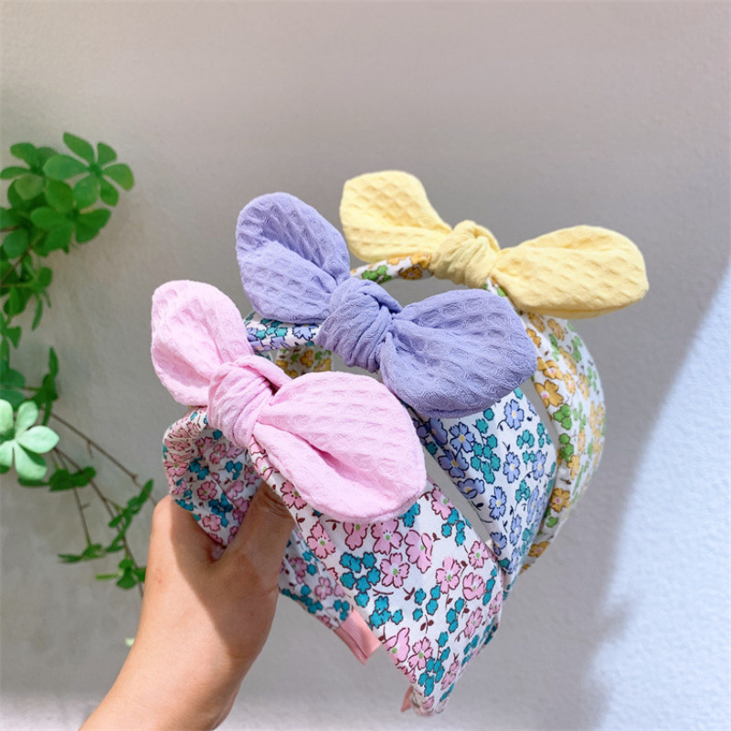 Proljeće 2023., nova modna korejska dječja cvjetna tkanina, široka traka za kosu, slatka djevojka, princeza, slatke zečje uši, dodaci za kosu