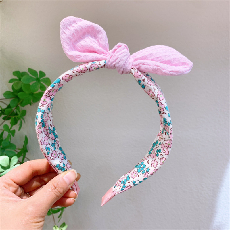 Proljeće 2023., nova modna korejska dječja cvjetna tkanina, široka traka za kosu, slatka djevojka, princeza, slatke zečje uši, dodaci za kosu