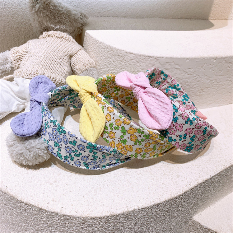 Proljeće 2023., nova modna korejska dječja cvjetna tkanina, široka traka za kosu, slatka djevojka, princeza, slatke zečje uši, dodaci za kosu