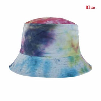 Νέο καπέλο Tie-dye Bucket Γυναικείο καπέλο Άνοιξη Καλοκαίρι Διαθέσιμο σε δύο όψεις Θόλος Βαμβακερό Γυναικείο Καπέλο Ψαράς Μπλε 0 σειρές Casual Καπέλο για ήλιο W064