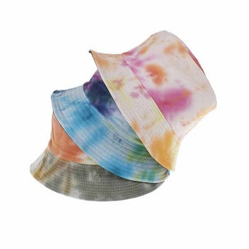 Νέο καπέλο Tie-dye Bucket Γυναικείο καπέλο Άνοιξη Καλοκαίρι Διαθέσιμο σε δύο όψεις Θόλος Βαμβακερό Γυναικείο Καπέλο Ψαράς Μπλε 0 σειρές Casual Καπέλο για ήλιο W064