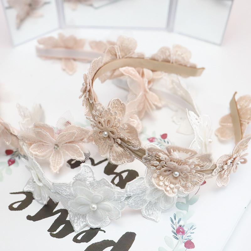 Új Aranyos Gyermek Születésnapi Korona Virág Haj Kiegészítők Fejpánt Fejfedők Rózsaszín Aranyos Selyem Csipke Virágos Baba Hajpántok Fejpántok