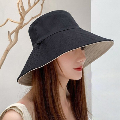 Sulankstoma dvipusė kibiro kepurė Žvejo kepurė nuo saulės moterims mergaitėms lauko paplūdimio kepuraitės nuo UV spindulių plataus krašto apsauginio kremo dangteliai