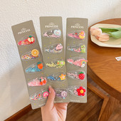 5 komada slatke životinjske kopče za kosu u novom stilu za djecu Prozirni kauč u boji BB ukosnice s resama Bočna kopča Djevojački dodaci za kosu s voćem