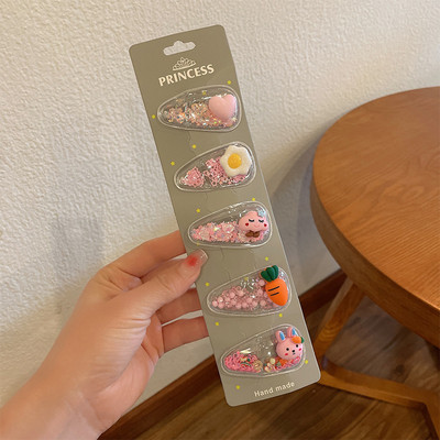 5 komada slatke životinjske kopče za kosu u novom stilu za djecu Prozirni kauč u boji BB ukosnice s resama Bočna kopča Djevojački dodaci za kosu s voćem