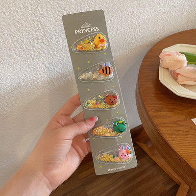 5 komada slatke životinjske kopče za kosu u novom stilu za djecu Prozirni kauč u boji BB ukosnice s resama Bočna kopča Djevojački dodaci za kosu s voćem