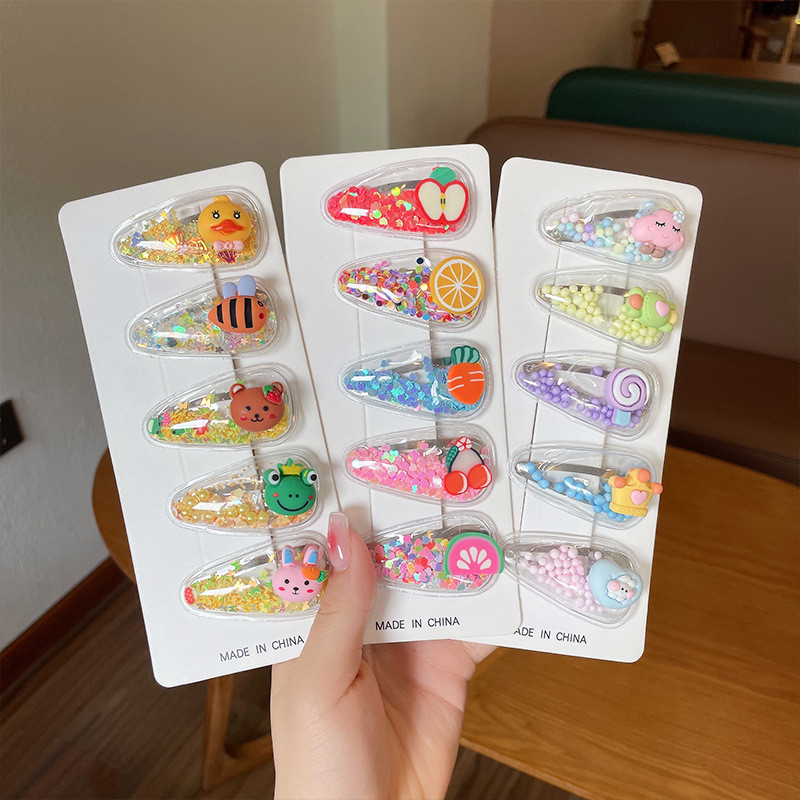 5 komada slatke životinjske kopče za kosu u novom stilu za djecu Prozirni kauč u boji BB ukosnice s resama Bočna kopča Djevojački dodaci za kosu s voćem