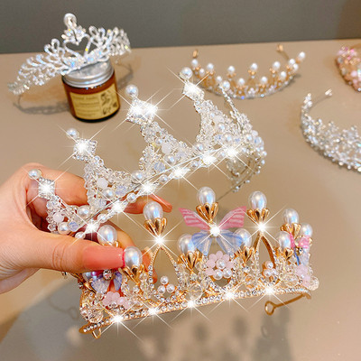 Pērļu imitācijas kristāla rhinestones matu lente Cosplay princese galvas saite meitene daudz laimes dzimšanas dienā matu stīpas lente ballītes matu aksesuāri