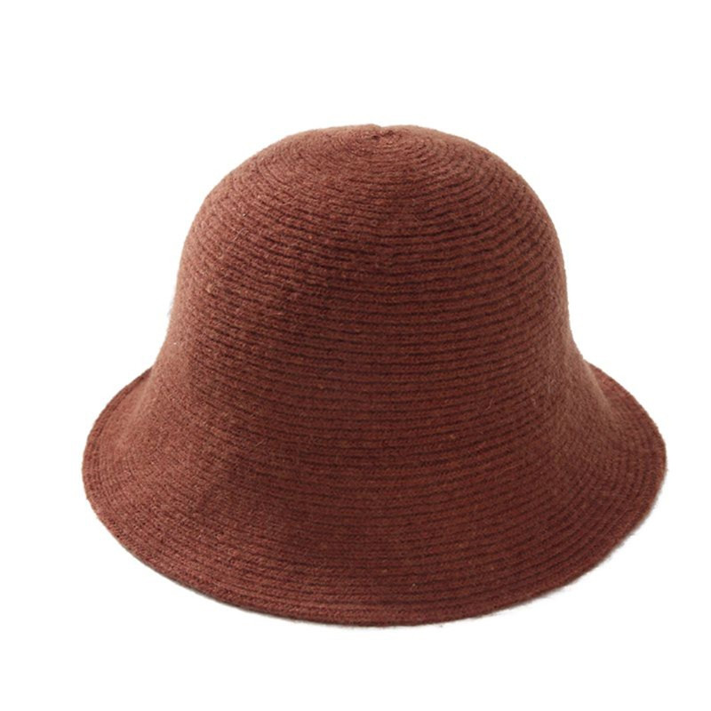 Pălărie de pescar de tricotat de culoare solidă Pălărie de găleată tricotată de lână dulce Crăciun Halloween Toate meciurile Activități în aer liber Schi H7EF