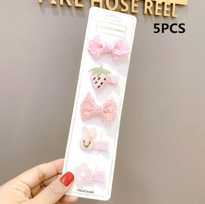 5/10 bucăți/Set agrafe de păr din pânză pentru copii mici, fundite drăguțe imprimate, flori, agrafe de păr pentru fete, accesorii de păr pentru copii