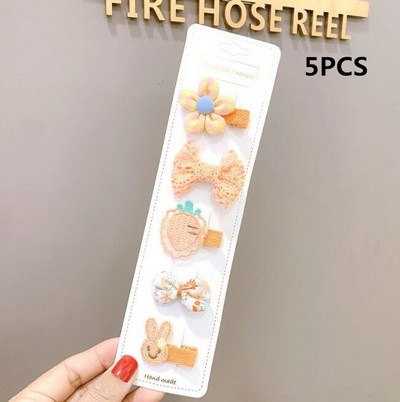 5/10 bucăți/Set agrafe de păr din pânză pentru copii mici, fundite drăguțe imprimate, flori, agrafe de păr pentru fete, accesorii de păr pentru copii