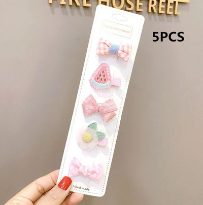 5/10 bucăți/Set agrafe de păr din pânză pentru copii mici, fundite drăguțe imprimate, flori, agrafe de păr pentru fete, accesorii de păr pentru copii