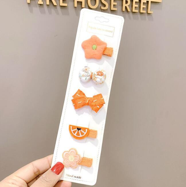 5/10 bucăți/Set agrafe de păr din pânză pentru copii mici, fundite drăguțe imprimate, flori, agrafe de păr pentru fete, accesorii de păr pentru copii