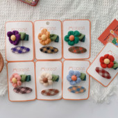 2 kom Jesen Zima Nova slatka djevojka Jednostavne slatke cvjetne ukosnice Modne korejske dječje tkanine Karirane BB kopče Dodaci za kosu