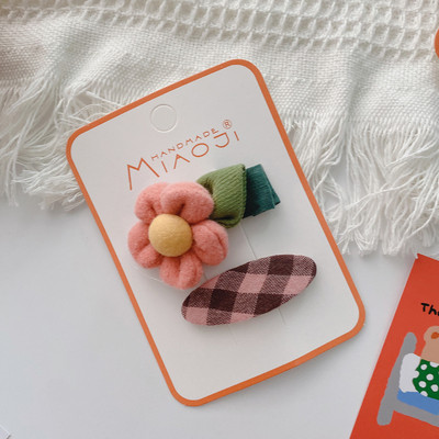 2 kom Jesen Zima Nova slatka djevojka Jednostavne slatke cvjetne ukosnice Modne korejske dječje tkanine Karirane BB kopče Dodaci za kosu