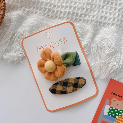 2 kom Jesen Zima Nova slatka djevojka Jednostavne slatke cvjetne ukosnice Modne korejske dječje tkanine Karirane BB kopče Dodaci za kosu