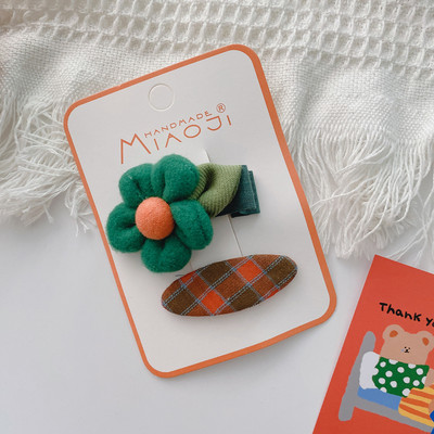 2 kom Jesen Zima Nova slatka djevojka Jednostavne slatke cvjetne ukosnice Modne korejske dječje tkanine Karirane BB kopče Dodaci za kosu