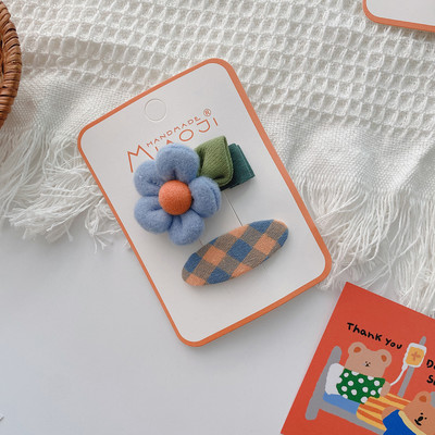 2 kom Jesen Zima Nova slatka djevojka Jednostavne slatke cvjetne ukosnice Modne korejske dječje tkanine Karirane BB kopče Dodaci za kosu