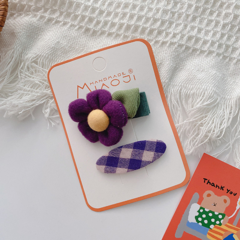 2 kom Jesen Zima Nova slatka djevojka Jednostavne slatke cvjetne ukosnice Modne korejske dječje tkanine Karirane BB kopče Dodaci za kosu