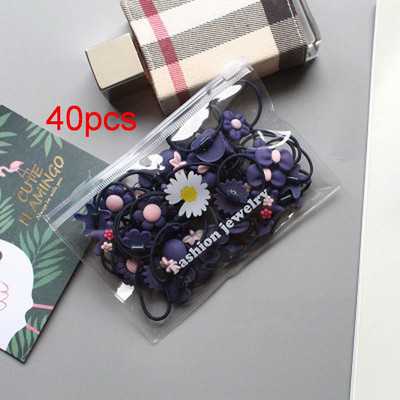 20/40/100db/csomag Kislány virág haj gumiszalagok fekete hajkötő gumi lófarok tartóhoz gyerek nylon rugalmas fejpánt kiegészítő