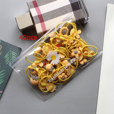 20/40/100db/csomag Kislány virág haj gumiszalagok fekete hajkötő gumi lófarok tartóhoz gyerek nylon rugalmas fejpánt kiegészítő