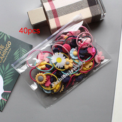 20/40/100db/csomag Kislány virág haj gumiszalagok fekete hajkötő gumi lófarok tartóhoz gyerek nylon rugalmas fejpánt kiegészítő