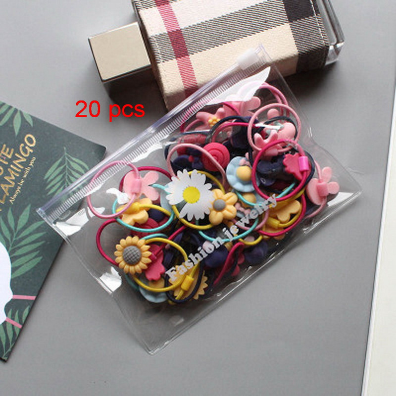 20/40/100db/csomag Kislány virág haj gumiszalagok fekete hajkötő gumi lófarok tartóhoz gyerek nylon rugalmas fejpánt kiegészítő