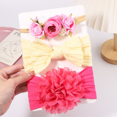 3 kom/set kabelske pletene cvjetne trake za glavu za djevojčice, elastične turbane, dječje trake za kosu, najlonske trake za novorođenče, dodaci za kosu za bebe