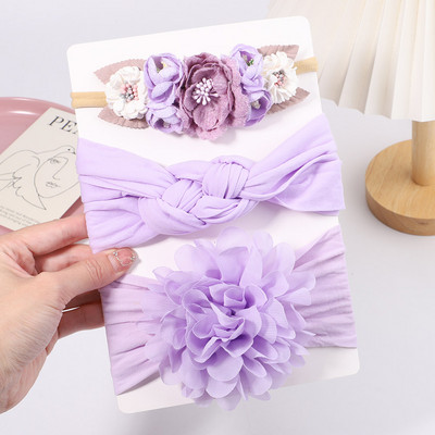 3 kom/set kabelske pletene cvjetne trake za glavu za djevojčice, elastične turbane, dječje trake za kosu, najlonske trake za novorođenče, dodaci za kosu za bebe