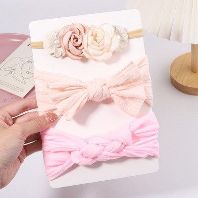 3 kom/set kabelske pletene cvjetne trake za glavu za djevojčice, elastične turbane, dječje trake za kosu, najlonske trake za novorođenče, dodaci za kosu za bebe