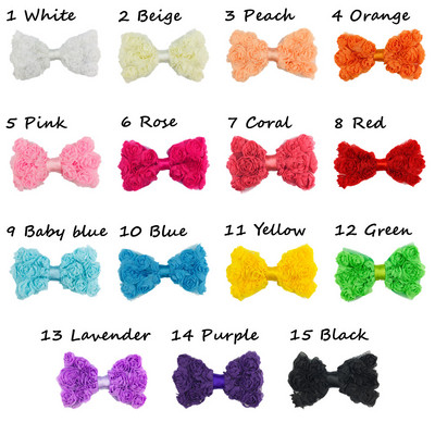 5 bucăți promoție fierbinte 8 cm fundă de trandafir din șifon pentru copii, funde de păr pentru fete de tip boutique pentru benzi de păr, ace de păr, accesorii de bricolaj lucrate manual