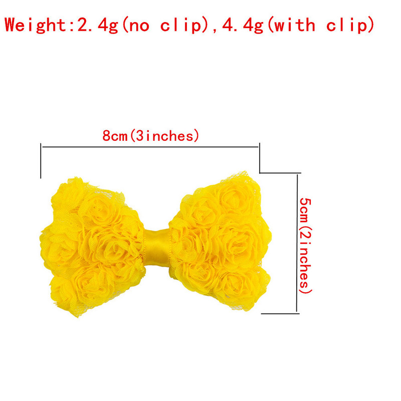 5 bucăți promoție fierbinte 8 cm fundă de trandafir din șifon pentru copii, funde de păr pentru fete de tip boutique pentru benzi de păr, ace de păr, accesorii de bricolaj lucrate manual