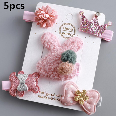 2/3/5 komada Vuneni medvjed Dječje kopče za kosu za djevojčice Plišane životinje Dječje ukosnice Ukosnice omotane tkaninom Elastične gumice za kosu Vezice Uže