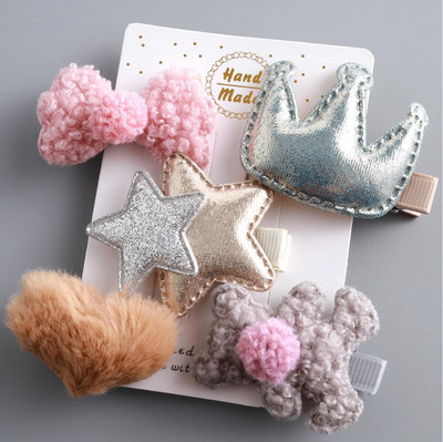 2/3/5 komada Vuneni medvjed Dječje kopče za kosu za djevojčice Plišane životinje Dječje ukosnice Ukosnice omotane tkaninom Elastične gumice za kosu Vezice Uže