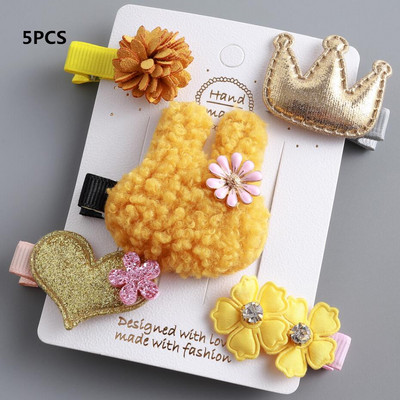 2/3/5 komada Vuneni medvjed Dječje kopče za kosu za djevojčice Plišane životinje Dječje ukosnice Ukosnice omotane tkaninom Elastične gumice za kosu Vezice Uže