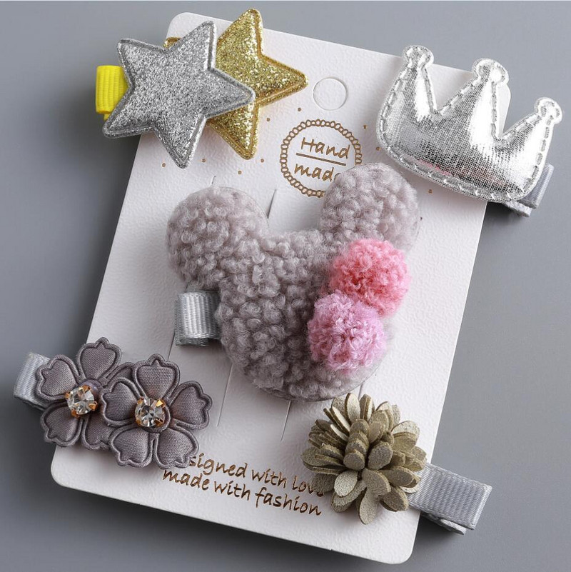 2/3/5 komada Vuneni medvjed Dječje kopče za kosu za djevojčice Plišane životinje Dječje ukosnice Ukosnice omotane tkaninom Elastične gumice za kosu Vezice Uže