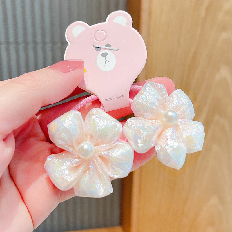 Mäkké elastické kvetinové vlasové pásky pre dievčatá so sladkými farebnými sponkami do vlasov, vlasové doplnky, gumičky do vlasov, držiaky do copu, detské čelenky