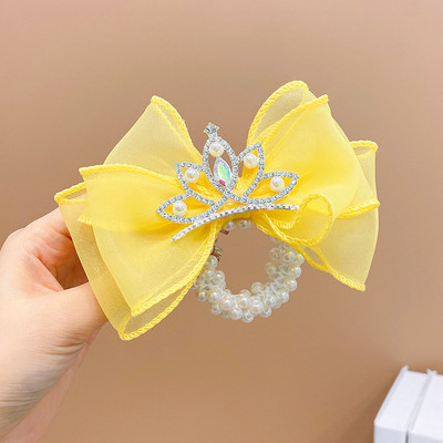 Arc cu perle strasuri coroana elastica banda de par fetita copii copii frânghie par inel cravata femei scrunchies accesorii pentru par articole pentru acoperirea capului