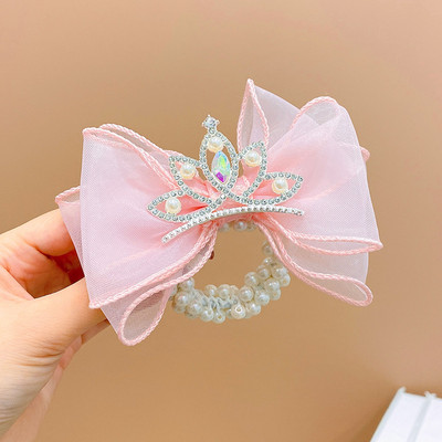 Arc cu perle strasuri coroana elastica banda de par fetita copii copii frânghie par inel cravata femei scrunchies accesorii pentru par articole pentru acoperirea capului