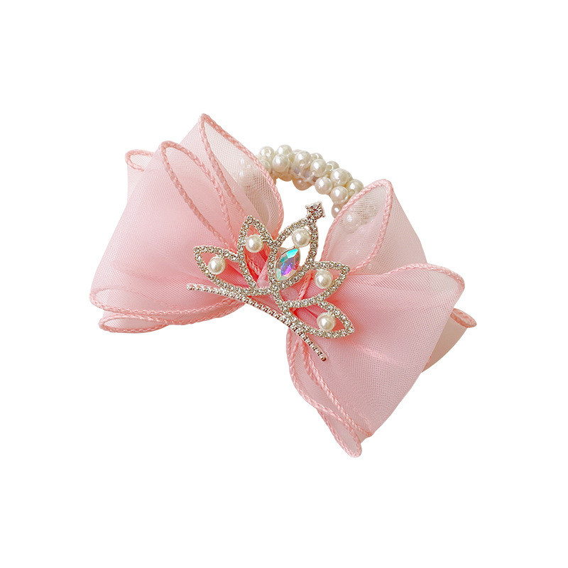 Arc cu perle strasuri coroana elastica banda de par fetita copii copii frânghie par inel cravata femei scrunchies accesorii pentru par articole pentru acoperirea capului